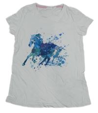 Bílé tričko s koněm Crane