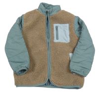 Šedo-hnědá šusťáková/huňatá zateplená bunda dunnes