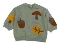 Khaki mikina s houbou a žaludem H&M