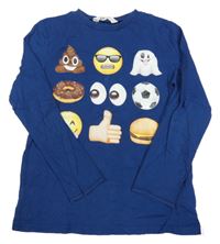 Tmavomodré triko s Emoji H&M