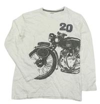Bílé triko s motorkou Vertbaudet