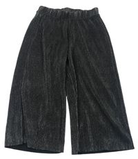 Černo-stříbrné skládané culottes kalhoty F&F