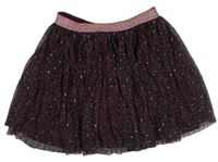 Tmavorůžovo-tmavomodrá skládaná tylová sukně 