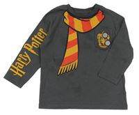 Tmavošedé triko s potiskem Harry Potter 