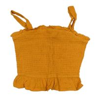 Hořčicový žabičkový mušelínový crop top Primark 