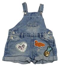 Modré laclové rifle s nášivkami z flitrů Denim Co.