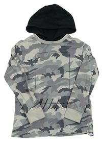 Šedé army triko s kapucí Next