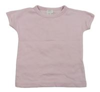 Světlerůžové žebrované elastické crop tričko zn. Zara 