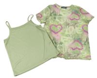 2set - Khaki síťovaná halenka se srdíčky + top Primark