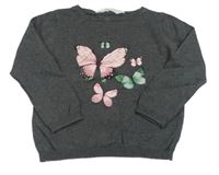 Tmavošedý svetr s motýlky H&M