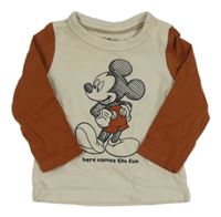 Smetanovo-skořicové triko s Mickeym Disney + C&A
