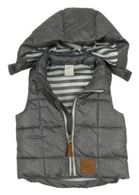 Šedá šusťáková zateplená vesta s odepínací kapucí H&M