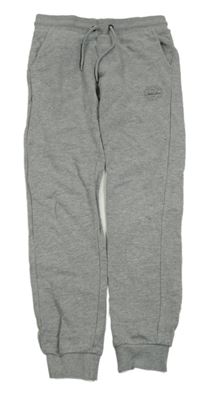 Šedé melírované tepláky s logem JACK&JONES