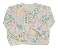 Smetanová mikina se srdíčky a listy zn. Sfera