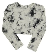 Bílo-šedé batikované crop triko Shein 