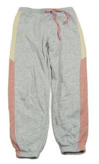 Šedo-růžovo-žluté tepláky H&M