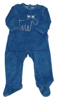 Modrý sametový overal s losem 