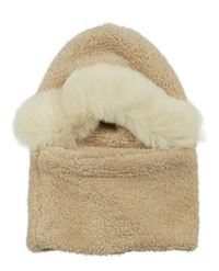 Béžová huňatá kukla s kožíškem