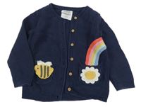 Tmavomodrý propínací svetr s duhou F&F