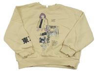 Béžová oversize mikina s holčičkou Defacto 