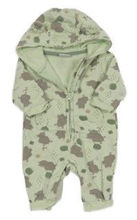 Světlezelená tepláková kombinéza s hrochy a kapucí Orsolino