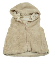 Starorůžová kožešinová podšitá vesta s odepínací kapucí H&M