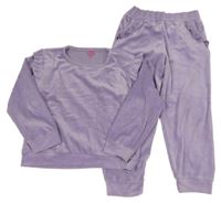 2set - Levandulová plyšová mikina s volánky + kalhoty Gül Bilir