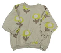 Béžová oversize mikina s květy Next