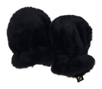 Tmavomodré kožešinové zateplené rukavice