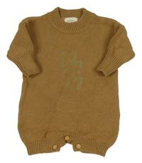 Béžový kraťasový pletený overal s nápisem Hunter