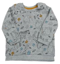 Šedá melírovaná mikina se zvířátky Matalan