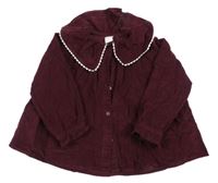 Vínová manšestrová halenková tunika s límcem H&M