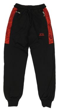 Černo-červené sportovní cuff tepláky 