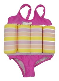 Růžové jednodílné plavky s plováky