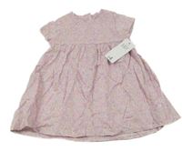 Nové - Světlerůžové plátěné květinové šaty George 