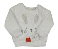 Nové - Bílá chlupatá mikina se zajíčkem George