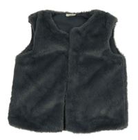 Tmavošedá kožešinová podšitá vesta River Island
