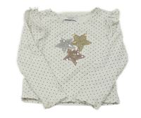 Bílé puntíkované triko s hvězdičkami z flitrů Primark 