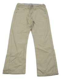 Béžové proužkované plátěné kalhoty Textar 