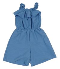 Modrý krepový letní overal s volánkem Sinsay 