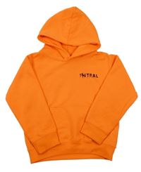 Neonově oranžová mikina s nápisem a kapucí Awdis