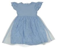 Světlemodré bavlněno/tylové šaty Primark