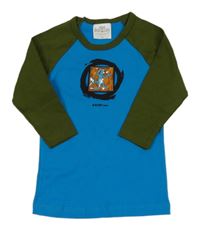 Azurovo-khaki triko s ještěrkou 