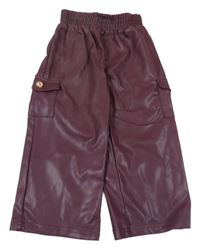 Lilkové koženkové cargo culottes kalhoty 