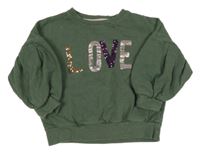 Khaki crop mikina s nápisem a flitry M&Co.