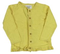 Žlutý 3D puntíkatý propínací svetr s volánkem F&F