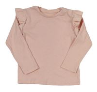 Světlerůžové žebrované triko s volánky Matalan