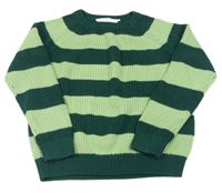 Tmavozeleno-zelený pruhovaný žebrovaný svetr H&M