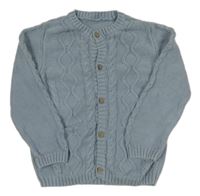 Světlemodrý vzorovaný propínací svetr Tu