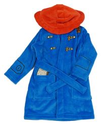 Modro-červený plyšový župan s kapucí - medvídek Paddington Tu